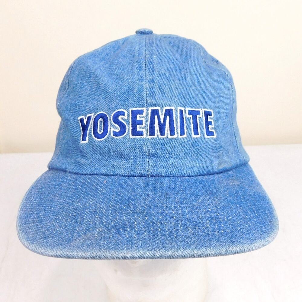 Vintage Yosemite Park Denim Strapback Hat Adjustable Embroidered